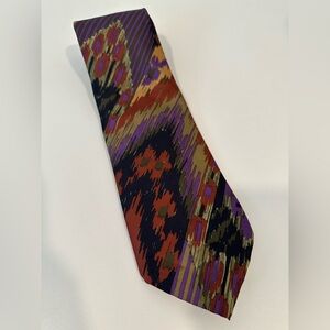 Vintage Silk Ikat Men's Multicolor Abstract Pattern Tie - Purple & Red